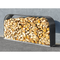 Langes Brennholzlager aus Stahl, ca. 46 x 212 x 111 cm  - Schwarz