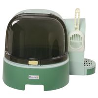 Katzentoilette Katzenhaus, Katzenklo inklusive Schaufel, Haube, Grün