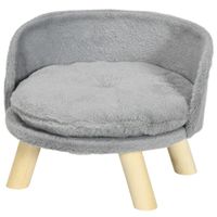 Hundebett, Hundesofa mit Kissen, Erhöhtes Haustierbett, Katzenbett, Grau