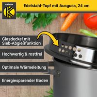 Edelstahl Fleischtopf mit Ausguss, 24 cm