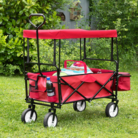 Bollerwagen mit Dach und Korb, ca. 90 x 53 x 118 cm
