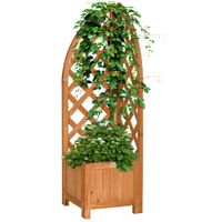 Hochbeet mit Rankhilfe, Blumenkasten, Blumenkübel, Pflanzkübel Braun
