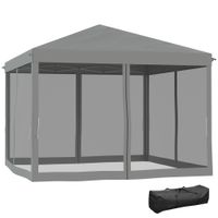 Faltpavillon Pavillon Faltzelt Garten mit Seitenwänden 3x3m Hellgrau