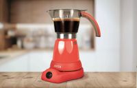 elektrische Espresso Kaffeemaschine in rot für bis zu 6 Tassen mit 360° drehbarem Kopf