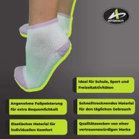 6 Paar Low-Cut-Sportsocken für Kinder 3-5 Jahre bis Gr. 34 Pastellfarben