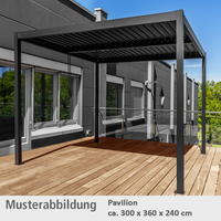 Pavillon mit Lamellendach aus Stahl und Aluminium, ca. 300 x 360 x 240 cm - Anthrazit
