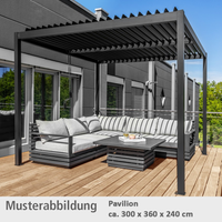 Pavillon mit Lamellendach aus Stahl und Aluminium, ca. 300 x 360 x 240 cm - Anthrazit