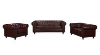 Chesterfield-Sofa-Set - Dunkelrot