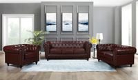 Chesterfield-Sofa-Set - Dunkelrot