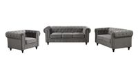 3tlg. Sofa-Set gepolstert aus Samtstoff - Grau
