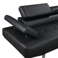 Ecksofa mit verstellbaren Kopf- und Arm-Funktionen in Lederoptik - Schwarz