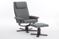 Verstellbarer Relaxsessel mit Hocker & Holzbeine - Grau