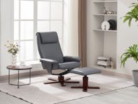Verstellbarer Relaxsessel mit Hocker & Holzbeine - Grau