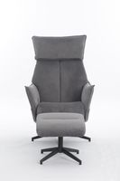 gepolsteter Relaxsessel mit Hocker - dunkelgrau