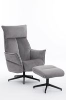 gepolsteter Relaxsessel mit Hocker - grau