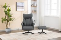 Gepolsteter Relaxsessel mit Hocker, ca. 76 x (86,5-113,5) x (109-91,5) cm - Hellgrau