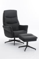 gepolsteter Relaxsessel mit Hocker - dunkelgrau