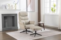 gepolsteter Relaxsessel mit Hocker - beige