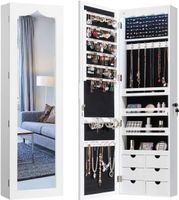 COSTWAY Schmuckschrank mit LED Beleuchtung, 6 Schubladen und Spiegel