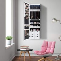 COSTWAY Schmuckschrank mit LED Beleuchtung, 6 Schubladen und Spiegel