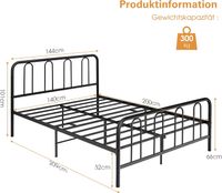 COSTWAY Metallbett Bettgestell für 200 x 140 cm Matratze