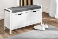 Sitzbank mit Sitzkissen & 2 Türen - ca. 91 cm x 30 cm x 50 cm - Weiß