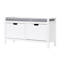 Sitzbank mit Sitzkissen & 2 Türen - ca. 91 cm x 30 cm x 50 cm - Weiß