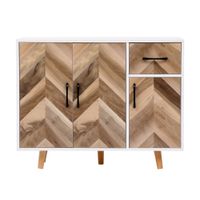 Sideboard Kommode Dreitüriger Stauraumschrank mit 1 Schublade HWR19-HOL Holz