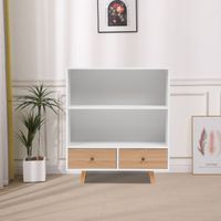 Kommode mit 2 Schubladen und offenen Regalen, ca. 80 x 30 x 90 cm – Weiß/Holzoptik