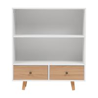 Kommode mit 2 Schubladen und offenen Regalen, ca. 80 x 30 x 90 cm – Weiß/Holzoptik