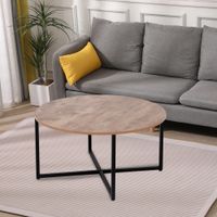 runder Couchtisch Beistelltisch HWT50-HOL Holzoptik