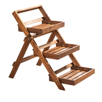 3-stufige Blumentreppe aus Akazienholz, ca. 81 x 55 x 76,5 cm - Braun 