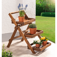 3-stufige Blumentreppe aus Akazienholz, ca. 81 x 55 x 76,5 cm - Braun 