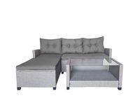8tlg. Ecklounge-Set Rattan mit Sitzkissen - Grau