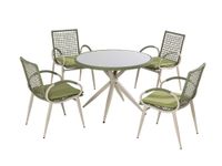 9tlg. Dining-Set aus Rattan mit Sitzkissen - Grün