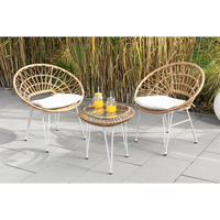 5tlg. Casual Set HGS38-BEI helles Rattan mit Sitzkissen in beige