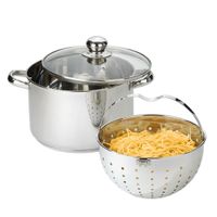 BEYOND® Edelstahl Kochtopf 24 cm, mit Glasdeckel und herausnehmbarem Siebeinsatz