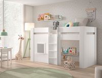 RENO halbhohes Spielbett 90 x 200 cm Liegefläche, Weiß