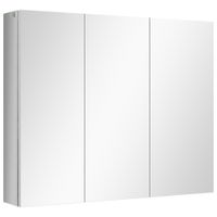 Spiegelschrank, Hängeschrank, Badezimmerschrank mit 3 Türen, Edelstahl