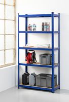 Schwerlastregal,  5 Ablagen je 175kg belastbar,, 180 x 90 x 40 cm, blau