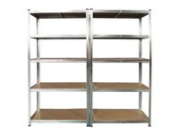 Schwerlastregal, 5 Ablagen je 175kg belastbar, 180 x 90 x 40 cm, 2-er Set