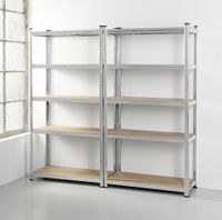 Schwerlastregal, 5 Ablagen je 175kg belastbar, 180 x 90 x 40 cm, 2-er Set