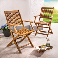 2er-Set klappbarer Gartenstuhl SYDNEY aus Akazienholz, ca. 53,5 x 59 x 90 cm - Braun