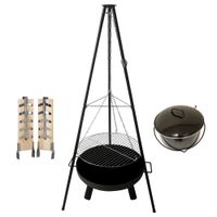 Schwenkgrill mit Grillgitter, Topf und Lachsbretter