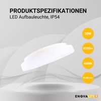 ENOVALITE LED Aufbauleuchte, 30W, 3225 lm, 4000K, ø330x50mm, IP54