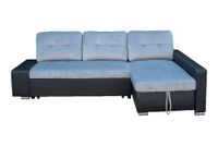 Ecksofa mit Stauraum und Bettfunktion mit Samtbezug, ca. 243 x 151 x 89 cm - Schwarz Lederoptik