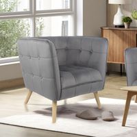 moderner Sessel mit Armlehne aus Samtbezug HWP69-GRA grau