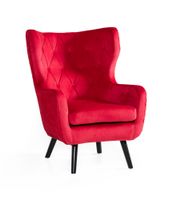 XXL Sessel Ohrensessel mit Samtbezug, ca. 100 cm x 85 cm x 75 cm - Rot
