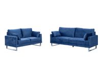 2tlg. Sofa-Set in Lederoptik - Royalblau