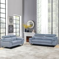 Sofaset 2tlg. Couchgarnitur 3-2-Sitzer - ca. 205 x 86 x 75/93 cm - Samtstoff in Grau